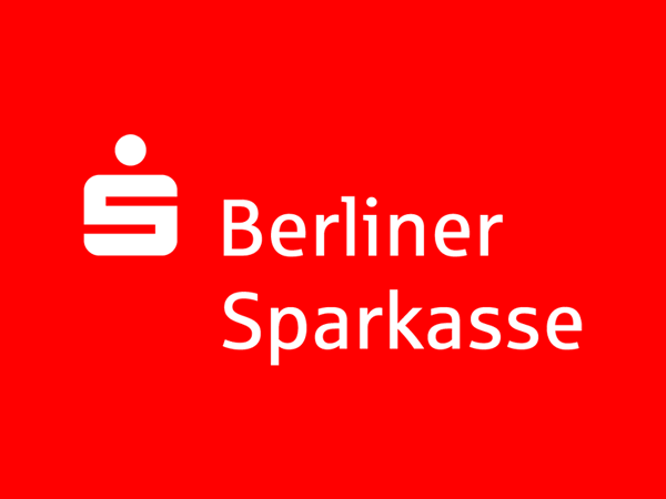 Berliner Sparkasse weiße Schrift auf rotem Grund